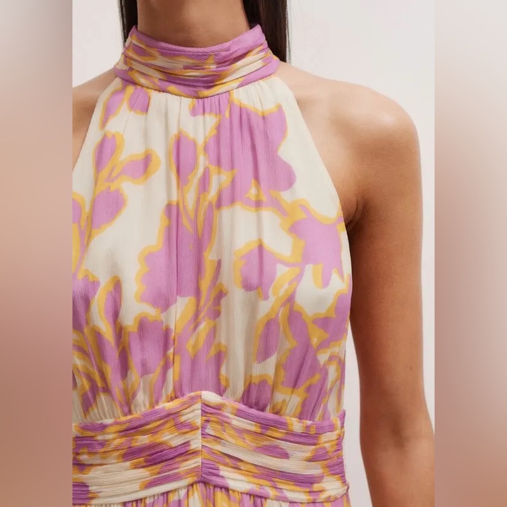 ME+EM Pink and Cream Floral Halter Midi Dress New with Tags - Picture 3 of 8
